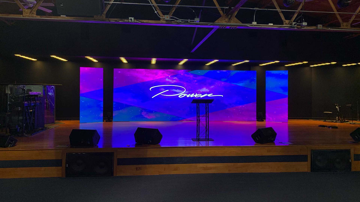 P3.91 indoor LED Video Wall – 9.84′ x 6.56′ – Full Package for Church – Plug and Play