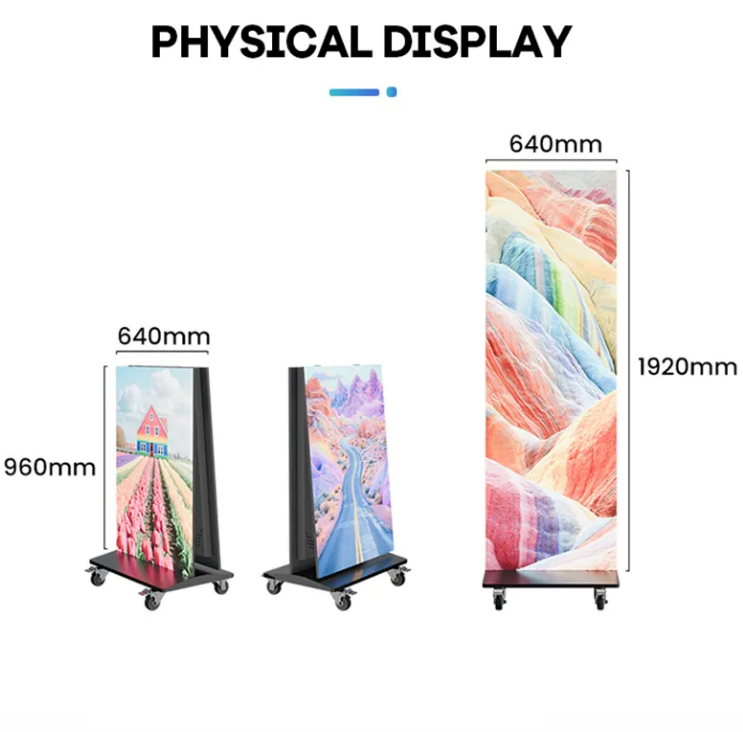 PH1.875 Portable Foldable  LED Display  Movable Floor Standing Screen Poster Wifi Display