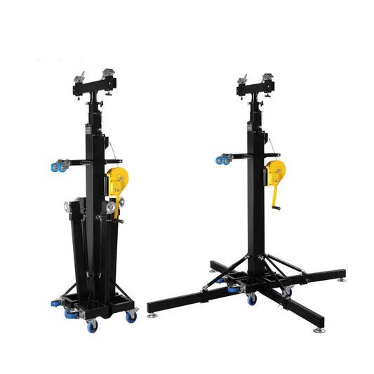 2 pcs 6M Height Telescopic Mobile Truss Lift Stand Square Sound Lighting Events LED display Hand Crank Stand  Aluminum Alloy